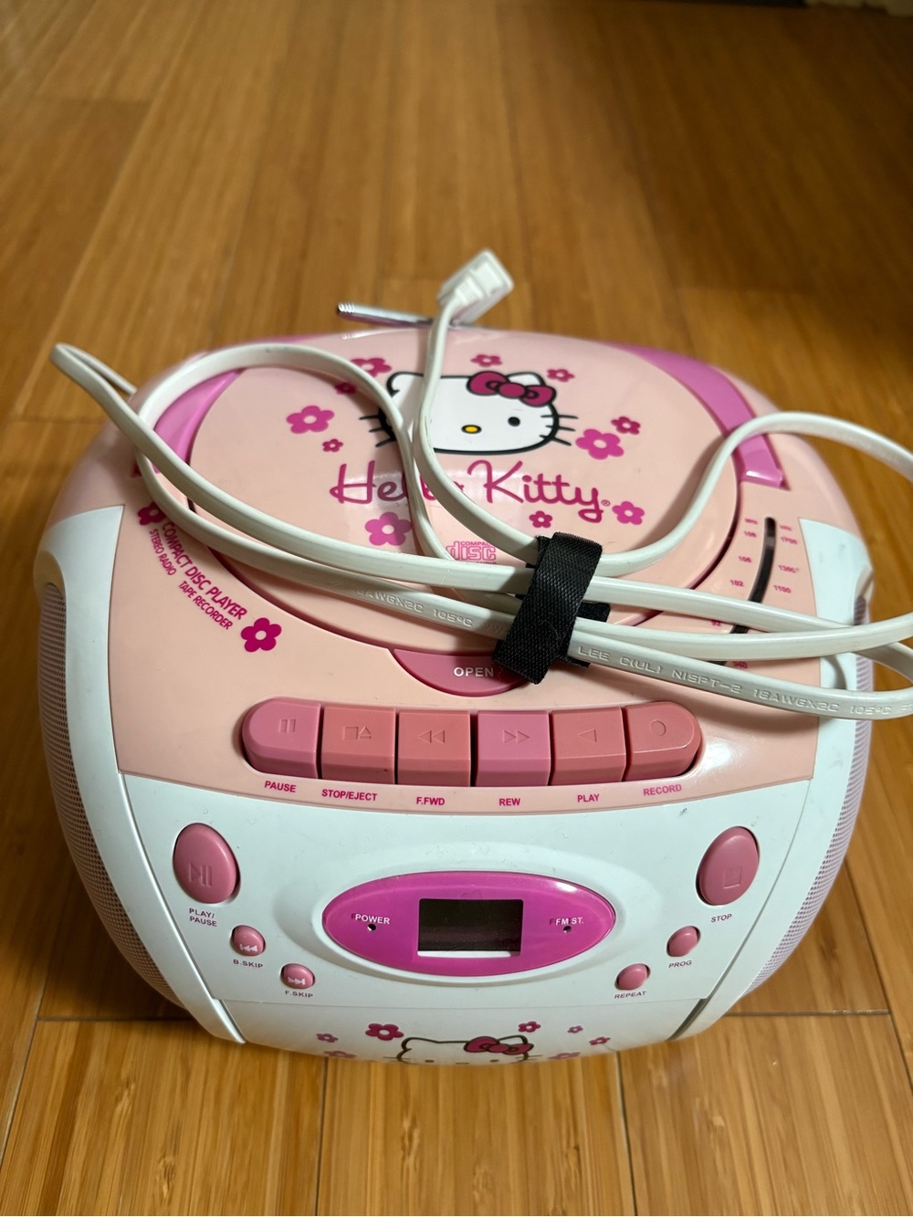 Hello Kitty Pink and White Portable CD Boombox